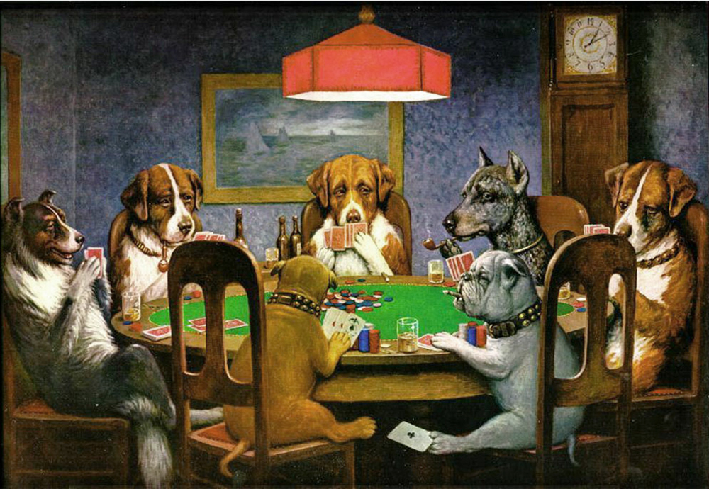 Cassius Marcellus Coolidge - A Friend in Need aka Dogs Playing Poker