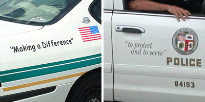 Orlando and Los Angeles police cars