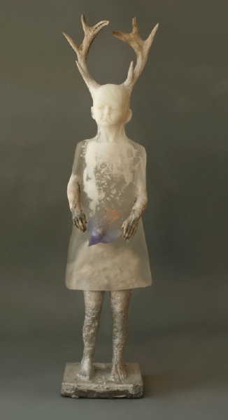 Nature Girl  - cast glass, cast aluminum, ceramics,and antlers  46 x 11 x 7 inches 