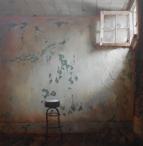 Dina Brodsky - And Take My Waking Slow (2013) oil on mylar, 9x9"