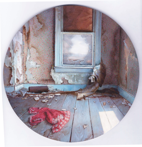 Dina Brodsky – Gone I (2013) oil on Plexiglas, 8x8”